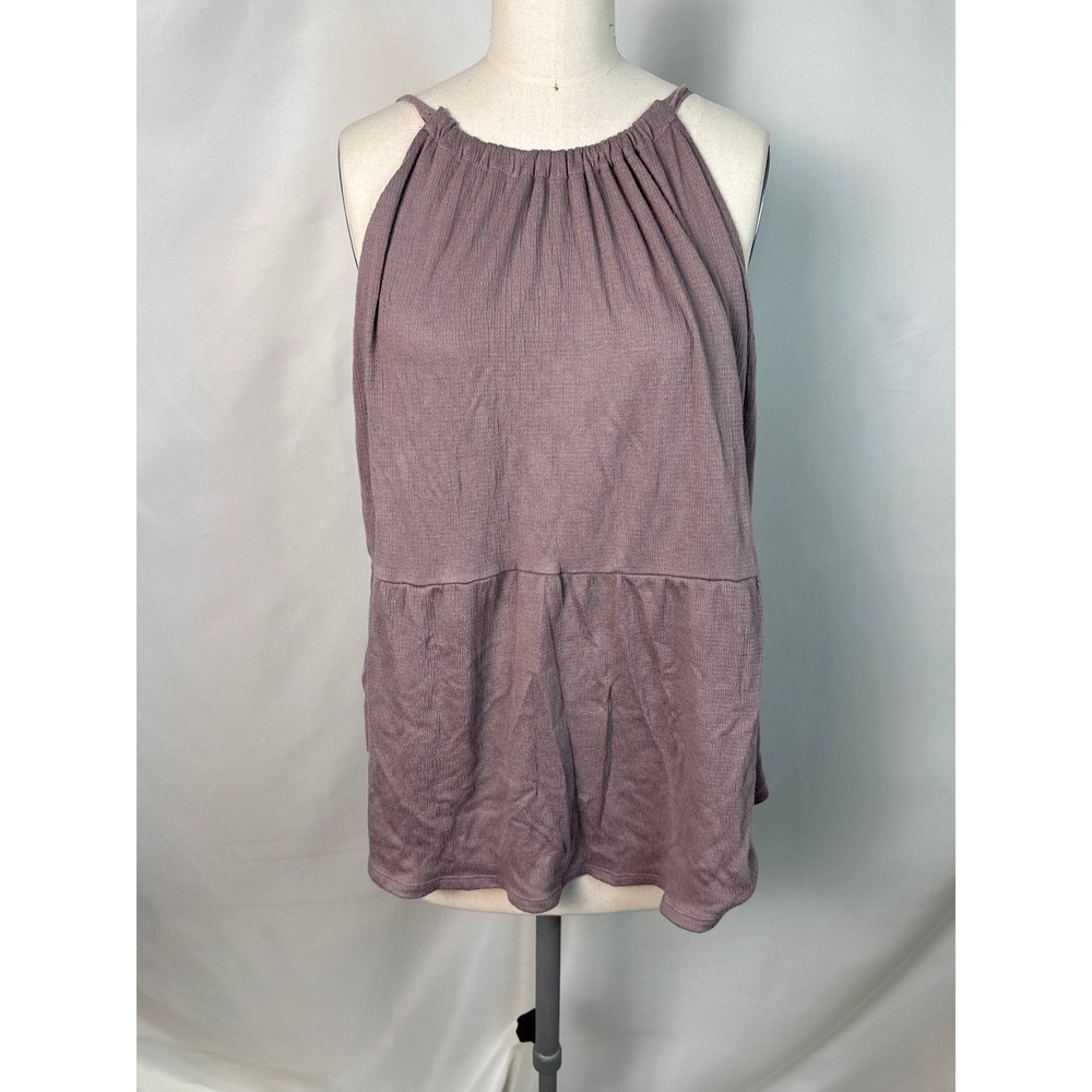 Maurices 0X Purple Halter Babydoll Tank Top Waffle Knit Sleeveless Blouse - Picture 1 of 9